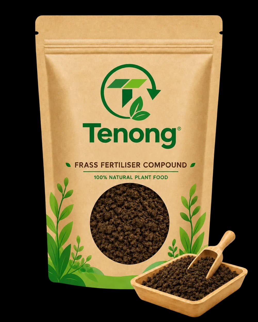 Front of the Frass Fertiliser Compound pouch, 1 kg